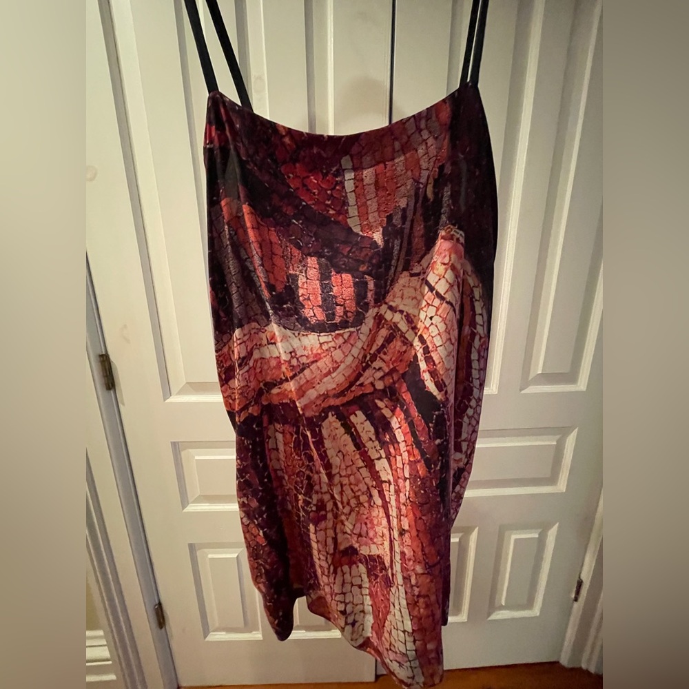 Miu Miu Elegant Mosaic Patterned silk/slip mini dress